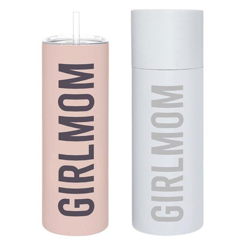 Matte Skinny Tumbler with Straw - Girl Mom