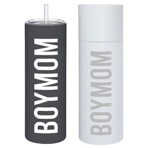 Matte Skinny Tumbler with Straw - Boy Mom