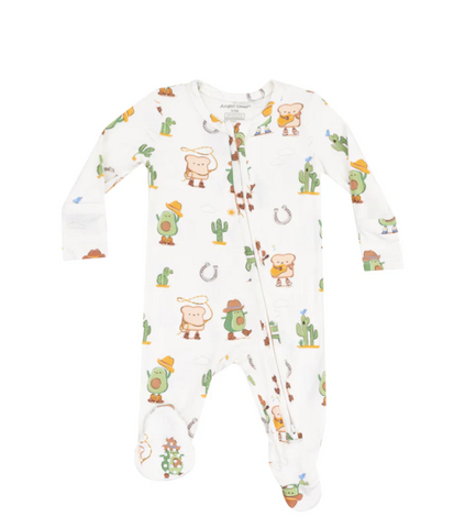 2 Way Zipper Footie - Avocado Toast Western - 3 - 6M
