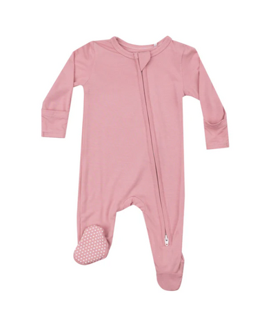 2-Way Zipper Footie - Solid Bridal Rose - 3 - 6M