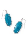 ELLE BAMBOO FRAME DROP EARRINGS VINTAGE SILVER VARIEGATED INDIGO MAGNESITE