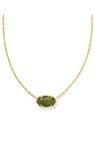 ELISA BAMBOO FRAME SHORT PENDANT NECKLACE GOLD SAGE SERPENTINE