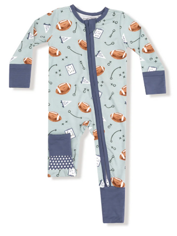 Touchdown Time - Grey Mist - 2 Way Zipper Romper 3-6M