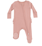 Basic - Mellow Rose - 2 Way Zipper Ruffle Back Footie 3-6M