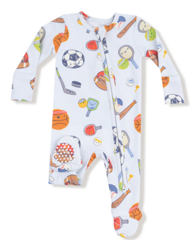Sports Ball Friends - 2 Way Zipper Footie 3-6M