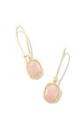 DAPHNE WIRE DROP EARRINGS GLD ROSE QUARTZ