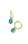 DAPHNE FRAMED HUGGIE EARRINGS GLD BRIGHT BLUE