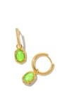 DAPHNE FRAMED HUGGIE EARRINGS GLD BRIGHT GREEN