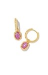DAPHNE FRAMED HUGGIE EARRINGS GLD MAGENTA OPAL