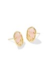 DAPHNE CORAL FRAME STUD EARRINGS GLD ROSE QUARTZ