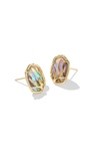 DAPHNE CORAL FRAME STUD EARRINGS GLD ABALONE