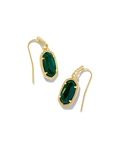 Lee Gold Drop Earrings in Green Malachite