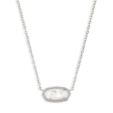 Elisa Silver Pendant Necklace in Ivory Mother of Pearl