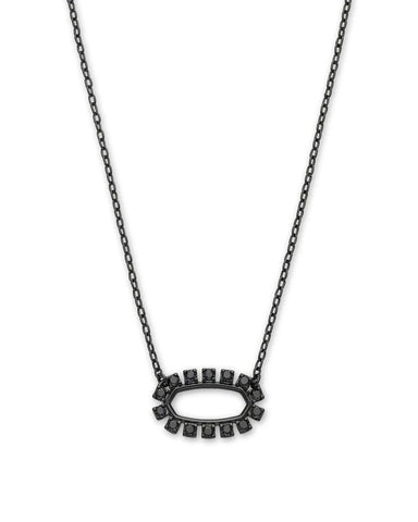 ELISA GUNMETAL OPEN FRAME PENDANT NECKLACE