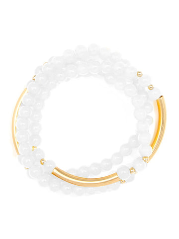 Glossy and Gold Beaded Wrap Bracelet