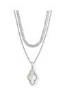 ABBIE PAVE FRAME MULTI STRAND NECKLACE SILVER IVORY MOTHER OF PEARL