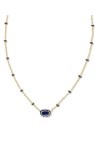 MINI ELISA ENAMEL FRAME SHORT PENDANT NECKLACE GOLD NAVY MOTHER OF PEARL