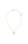 PEARL CROSS SHORT PENDANT NECKLACE GOLD WHITE PEARL