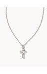 CROSS PENDANT NECKLACE RHODIUM METAL