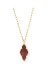 ABBIE PAVE FRAME LARGE LONG PENDANT NECKLACE GOLD CRANBERRY ILLUSION