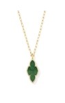 ABBIE PAVE FRAME LARGE LONG PENDANT NECKLACE GOLD GREEN ILLUSION