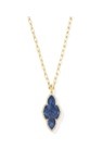 ABBIE PAVE FRAME LARGE LONG PENDANT NECKLACE GOLD NAVY ABALONE