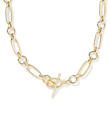 SYLVIA METAL LINK AND CHAIN NECKLACE GOLD