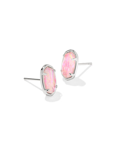 GRAYSON STONE STUD EARRINGS SILVER PINK IRIDESCENT MOTHER OF PEARL