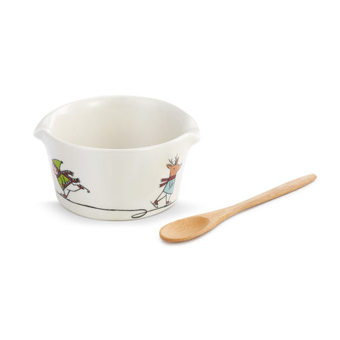 Skating Characters Appetizer Bowl with Spoon Bamboo