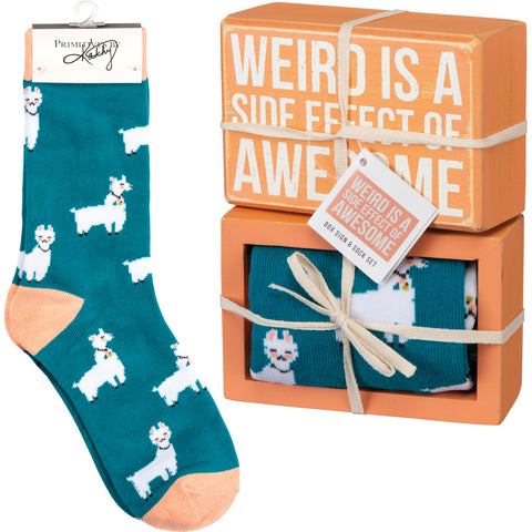 Box Sign & Sock Set - Weird
