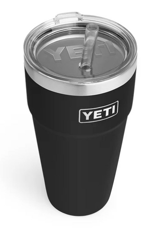 YETI Black Rambler 26 oz Stackable Cup with Straw Lid