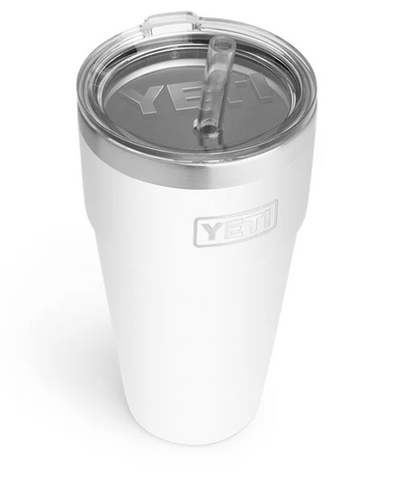 YETI White Rambler 26 oz Stackable Cup with Straw Lid