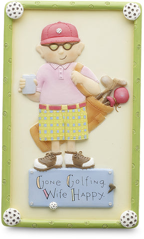 Gone Golfing. Happy Wife 5' Block sign/plaque