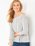 Charlie Paige Off-Shoulder Striped Top