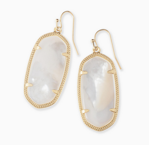 Kendra Scott Elle Gold Drop Earrings in Ivory Mother of Pearl