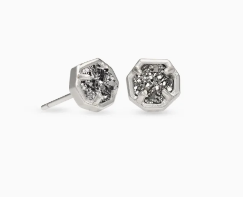 Kendra Scott Nola Silver Stud Earrings in Platinum Drusy