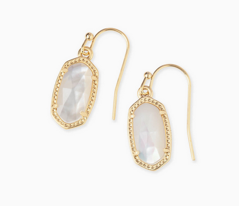 Kendra Scott Lee Gold Drop Earrings in Ivory Mother of Pearl