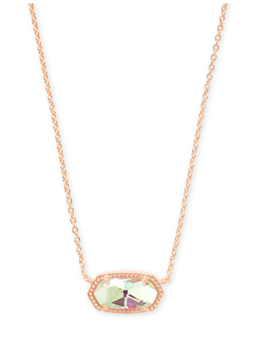 Kendra Scott Elisa Rose Gold Pendant Necklace in Dichroic Glass