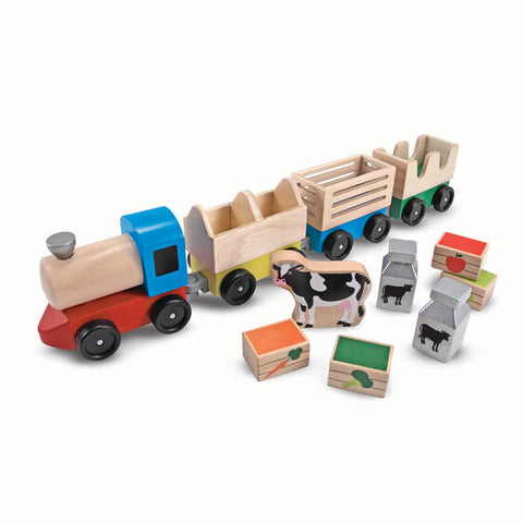 Wooden Farm Train Toy Set