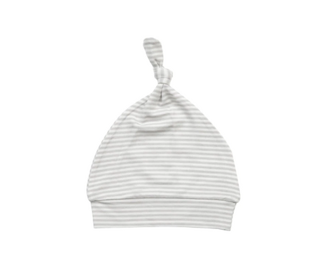 Basics Grey Stripe Knotted Hat 0-3 Month