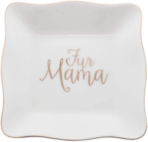 Mary Square Ceramic Fur Mama Tray - White and Gold