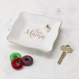 Mary Square Ceramic Fur Mama Tray - White and Gold