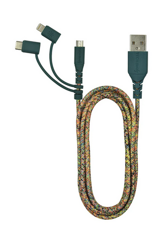 Triple Header Maxi 6ft Woven USB Cable (MiFi): Confetti Colors