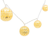 Lucent Metal Filigree Ball 10 LED String Gold