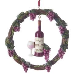 Wine Bottle With Grapevine Wreath Ornaments