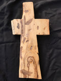 Jancason Hand Carved Smooth Wooden Cross with Turquoise #4236