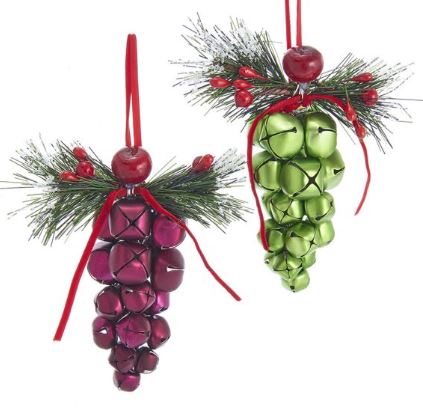 Burgundy/Green Bell Grapes Ornaments