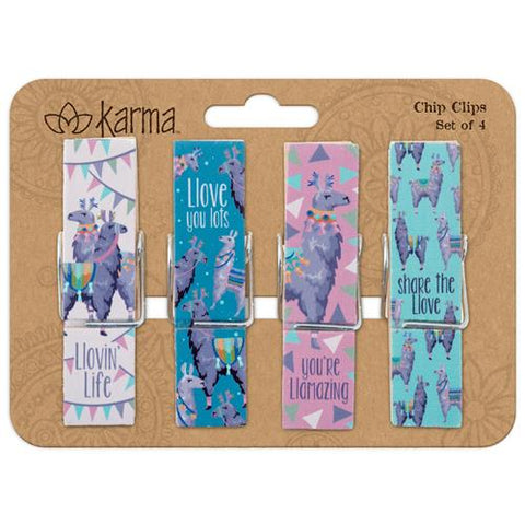 Gray Llama Chip Clips - Set of 4