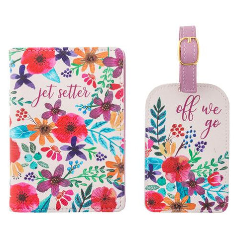 Passport Holder & Luggage Tag Set Floral