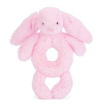 Bashful Pink Bunny Ring Rattle